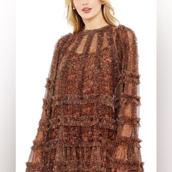 FLORAL PRINT LONG
FLARE SLEEVE MESH A-LINE DRESS size 4 NWOT - Picture 7 of 7